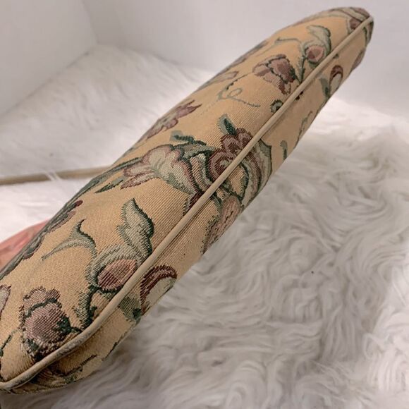 TAPESTRY shoulder bag goldtone hardware zip top slip interior pocket vintage - Picture 5 of 11